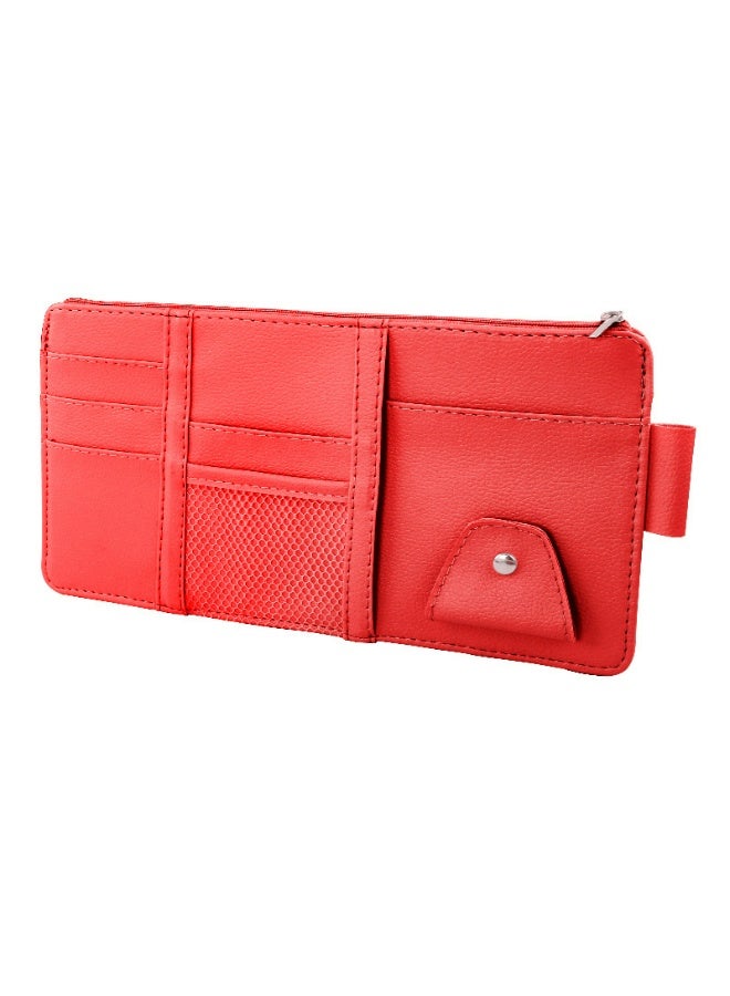 Car Visor Card Clip Organizer - Glasses Clip, Ticket Holder, Document Storage - Interior Accessories for Car Sun Visor(Red) - Image 1